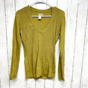 The Territory Ahead Sweater Women’s Sz Large Golden Yellow V-Neck Pullover Knit